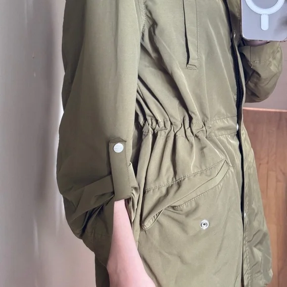 SANCTUARY ARMY GREEN RAIN COAT SIZE SMALL - Picture 4 of 15